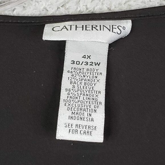 Catherines Shirt Tunic Women's Plus 4X Black Velvet Burnout Pullover 3/4 Sleeve - Picture 4 of 8